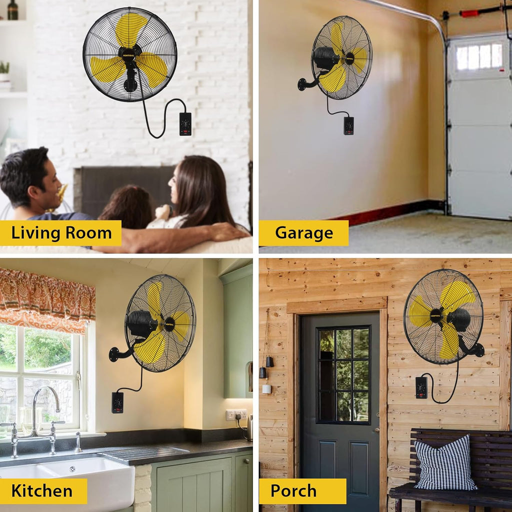 VENTISOL 18 Inch Wall Mount Fan Oscillating, 4,200 CFM High Velocity Industrial Wall Fan for Indoor, Commercial, Residential, Warehouse, Greenhouse, Workshop, Basement