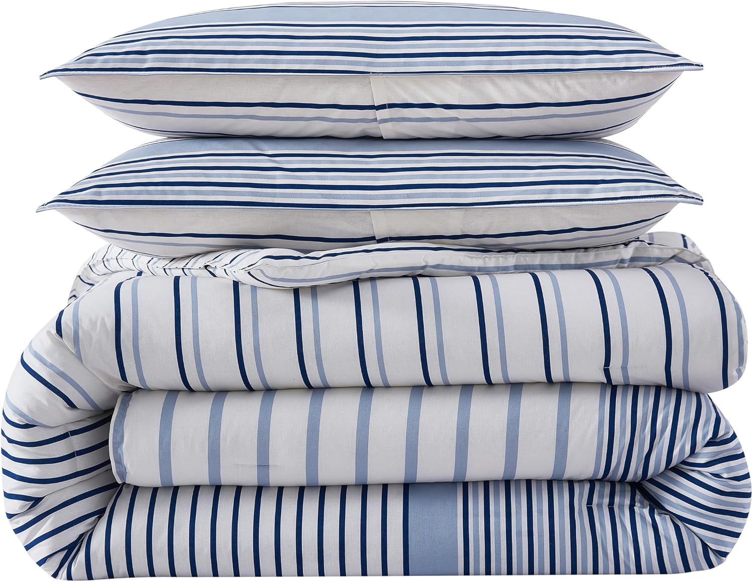 Eddie Bauer - King Comforter Set, Super Soft Bedding with Matching Shams, Two-Piece Back Closure, Modern Room Essentials (Cooper Stripe Blue, King)