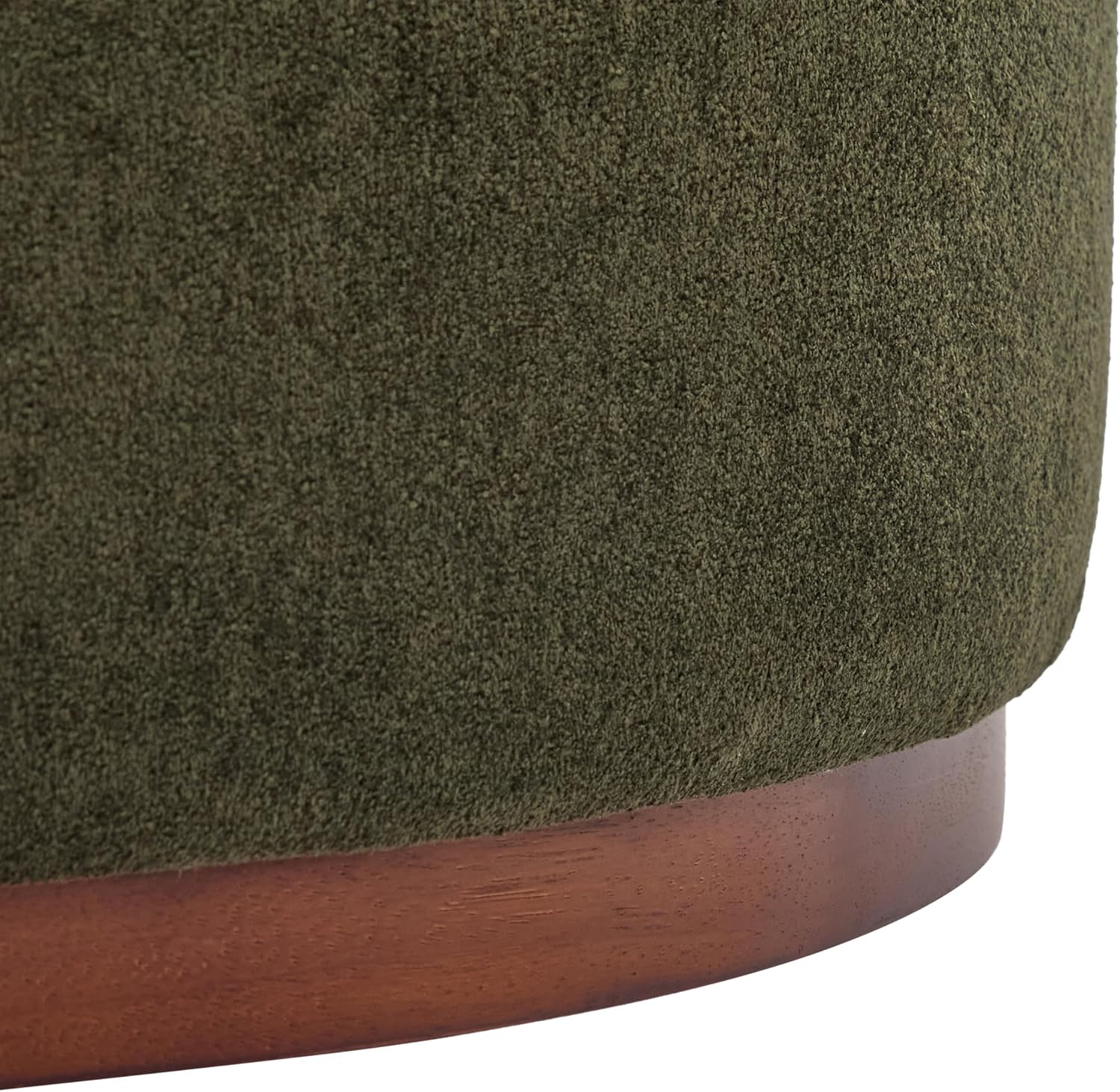 Christopher Knight Home Sadin Modern Round Ottoman with Storage for Living Room, Lift-Lid Storage Ottoman Coffee Table, Velvet Upholstered Ottoman Foot Rest, No Assembly Needed, Olive Green