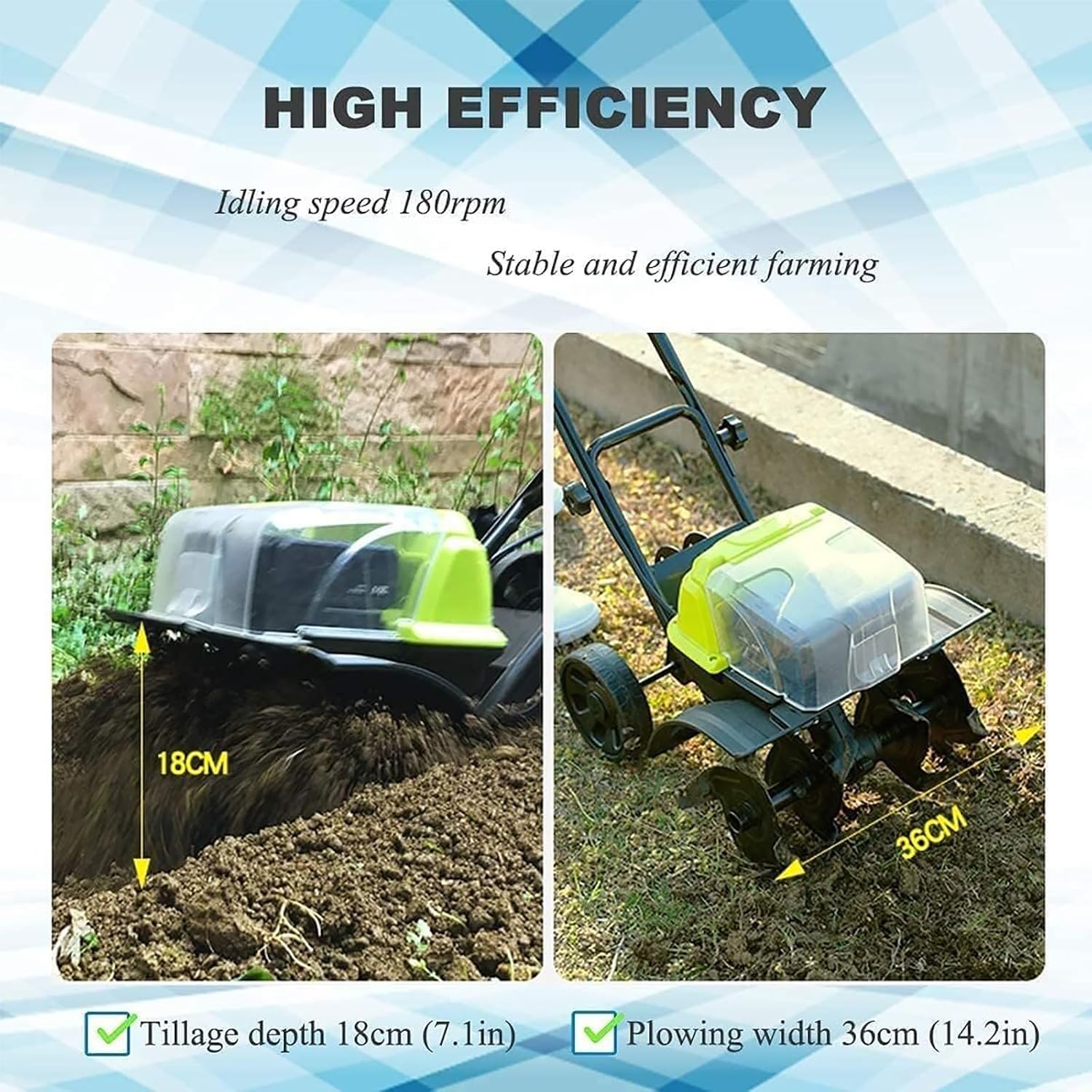 Electric Tillers Rotavator with 2 Batteries,Cordless Cultivator for Ground Preparation,Lawn Aerator for Gardening