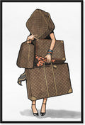 The Oliver Gal Artist Co. Fashion and Glam Framed Wall Art Canvas Prints, Bags-Orange' Travel Essentials Home Décor, 16 in x 24 in, Brown, White