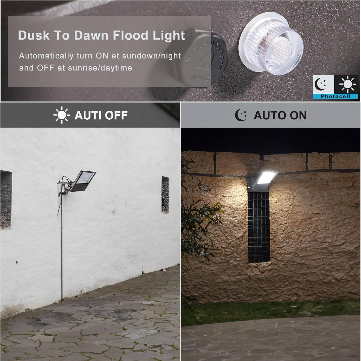 400W LED Flood Light Outdoor 60000Lm Led Stadium Light with Dusk to Dawn photocell, IP65 AC100-277V Commercial Area Lighting with Plug for Backyard/Basketball Court-2Pack