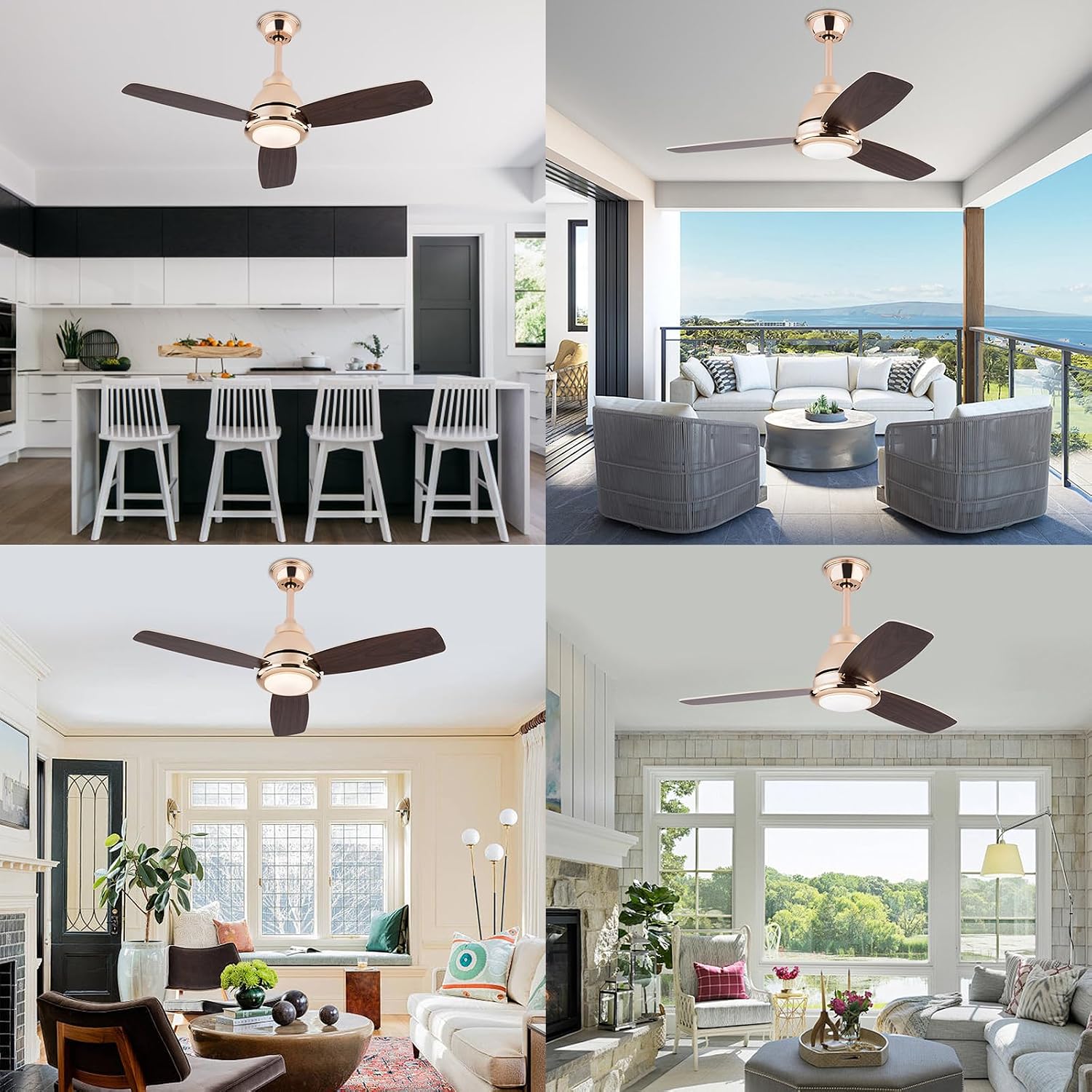 Ceiling Fans with Lights, 42 Inch Modern Low Profile Ceiling Fan with Remote Control 6 Speeds, 3000-6000K Dimmable Timing (1/2/4 hours) 3 Blades Large Ceiling Fan for Indoor and Outdoor Bedroom Patios