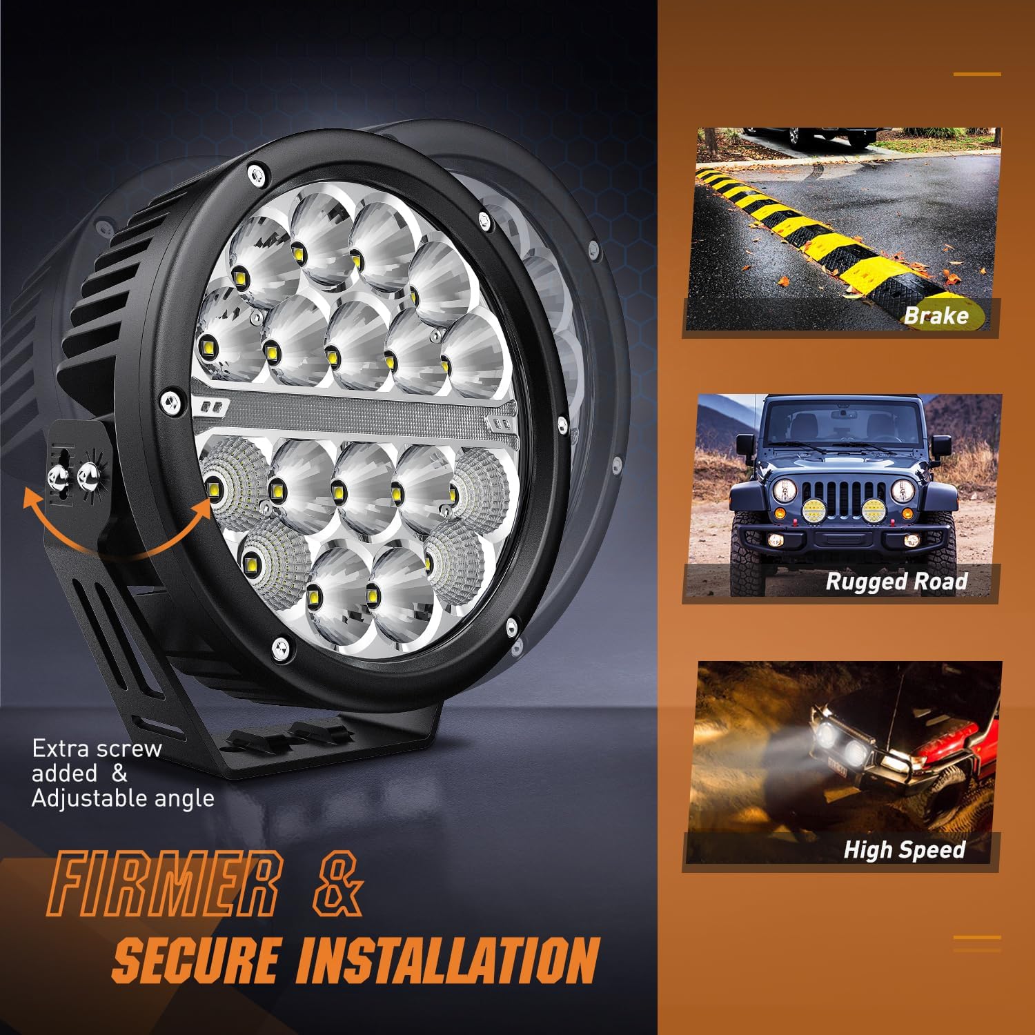 Nilight LED Offroad Driving Lights with Amber DRL 2PCS 7 Inch Round 90W IP68 Spot Flood Combo Work Light Bar with 12 AWG DT Connector Wiring Harness Kit for 4x4 Truck ATV UTV SUV