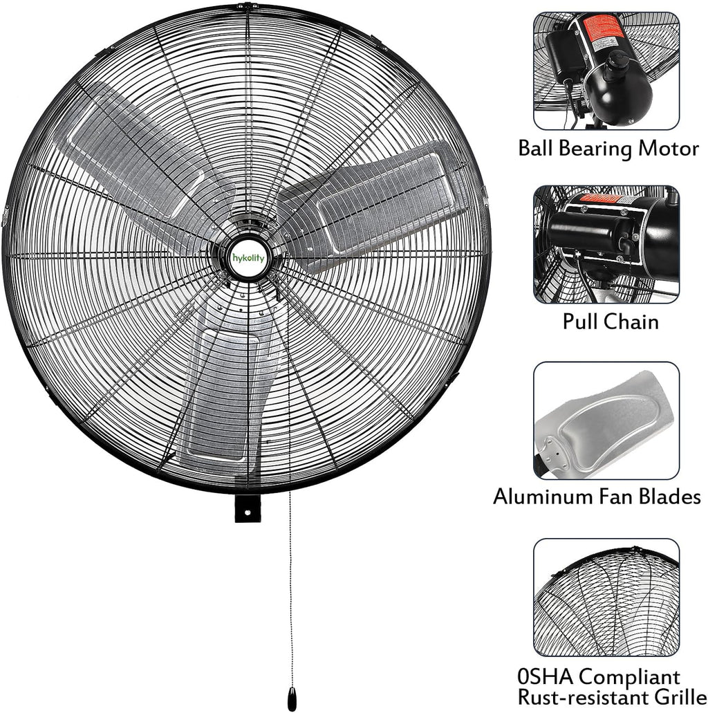 24 inch Outdoor Oscillating Wall Fan, 3-Speed 6300 CFM Heavy Duty Outdoor Wall Fans, Waterproof High Velocity Outdoor Fans for Industrial, Commercial, Patio, Jobsites and Warehouse, UL Listed
