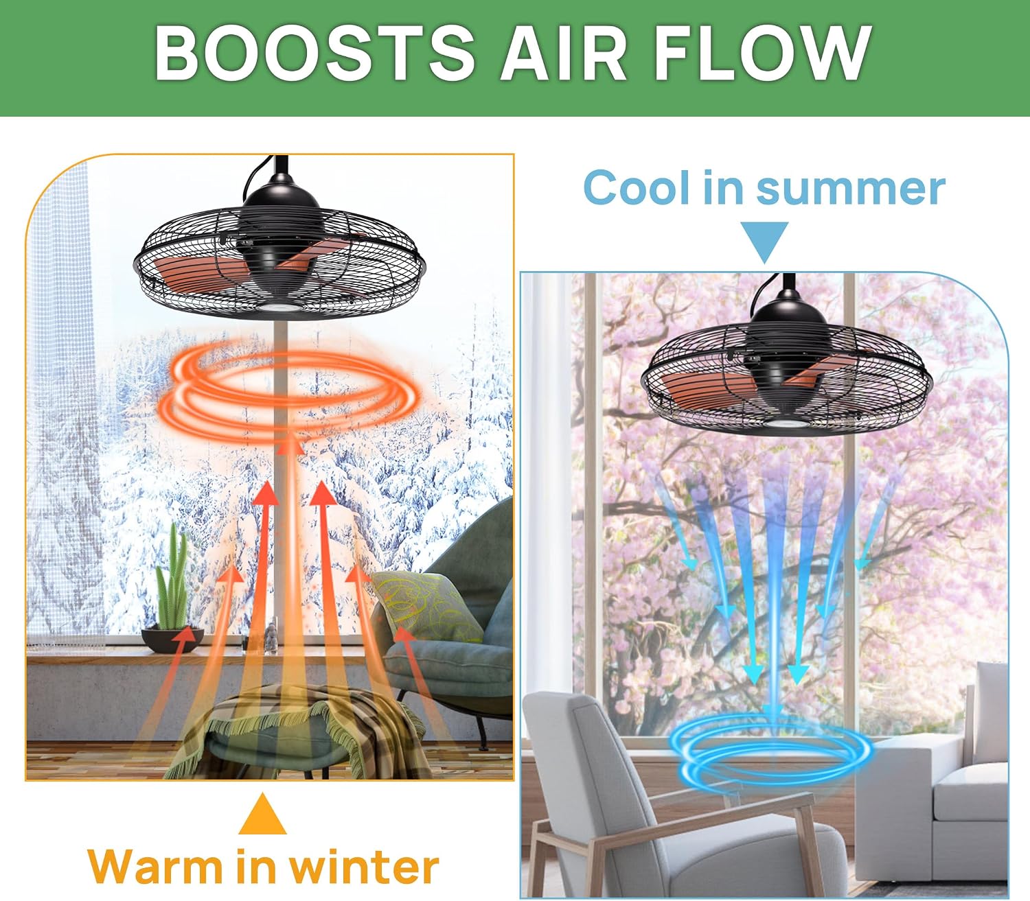 Outdoor Ceiling Fan for Patios, 20 Inch Gazebo Fan Waterproof Remote&Cord Control, 3 Speed, Low Noise, Plug in Ceiling Fan for Pergola, Porch, Gazebo, Patio (Brown)