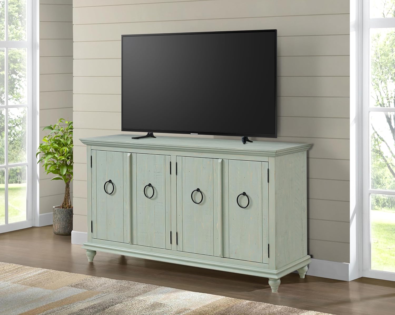 Martin Svensson Home Garden District Antique Sage Green Solid Wood 65' TV Stand