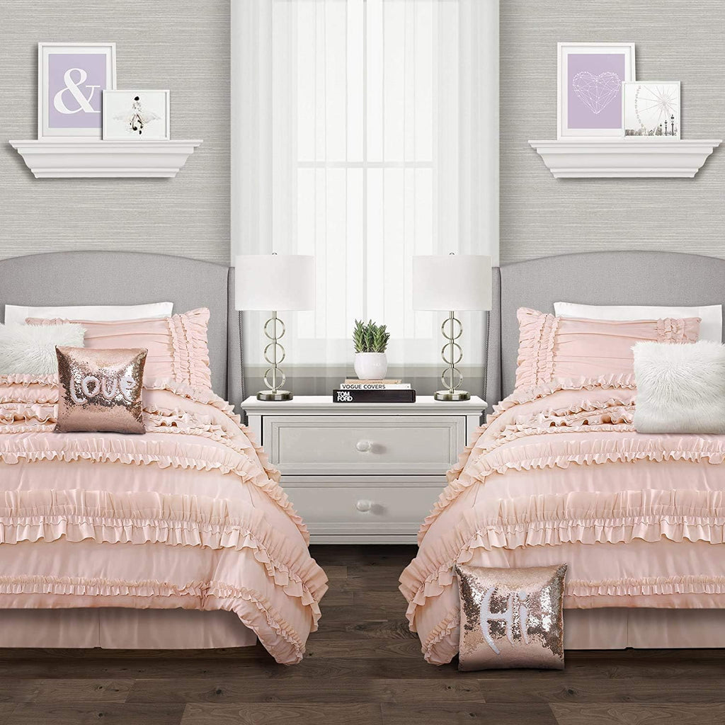Lush Decor Lush Décor Belle 3 Piece Quilt Set, King, Pink Blush