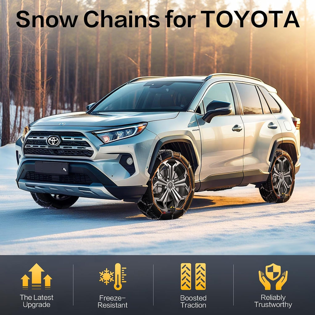 Snow Chains for Toyota RAV4, Auto-locking Cable Traction Tire Chain, RAV4 Accessories 2024 2023 2022 2021, Set of 2