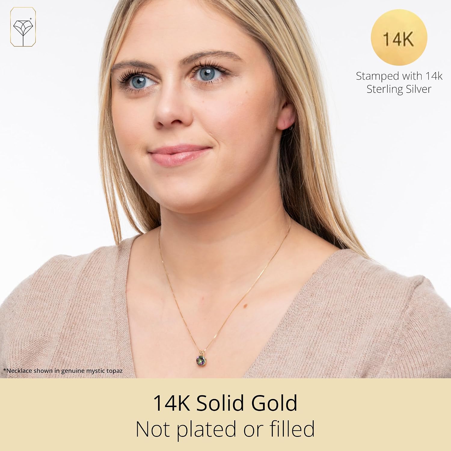 MAX + STONE Cushion Cut Gemstone Necklace | 8mm Solitaire Birthstone Necklace for Women | Gemstone Pendant Necklaces with 18 inch Box Chain