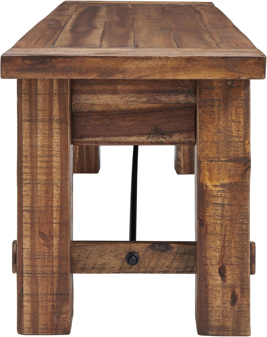 Alaterre Furniture Durango 60 Inch Solid Wood Entryway Organizer - Modern Farmhouse Bench with Metal Accent Bar for Entryway, Dining Room, Kitchen, or Bedroom (Natural)