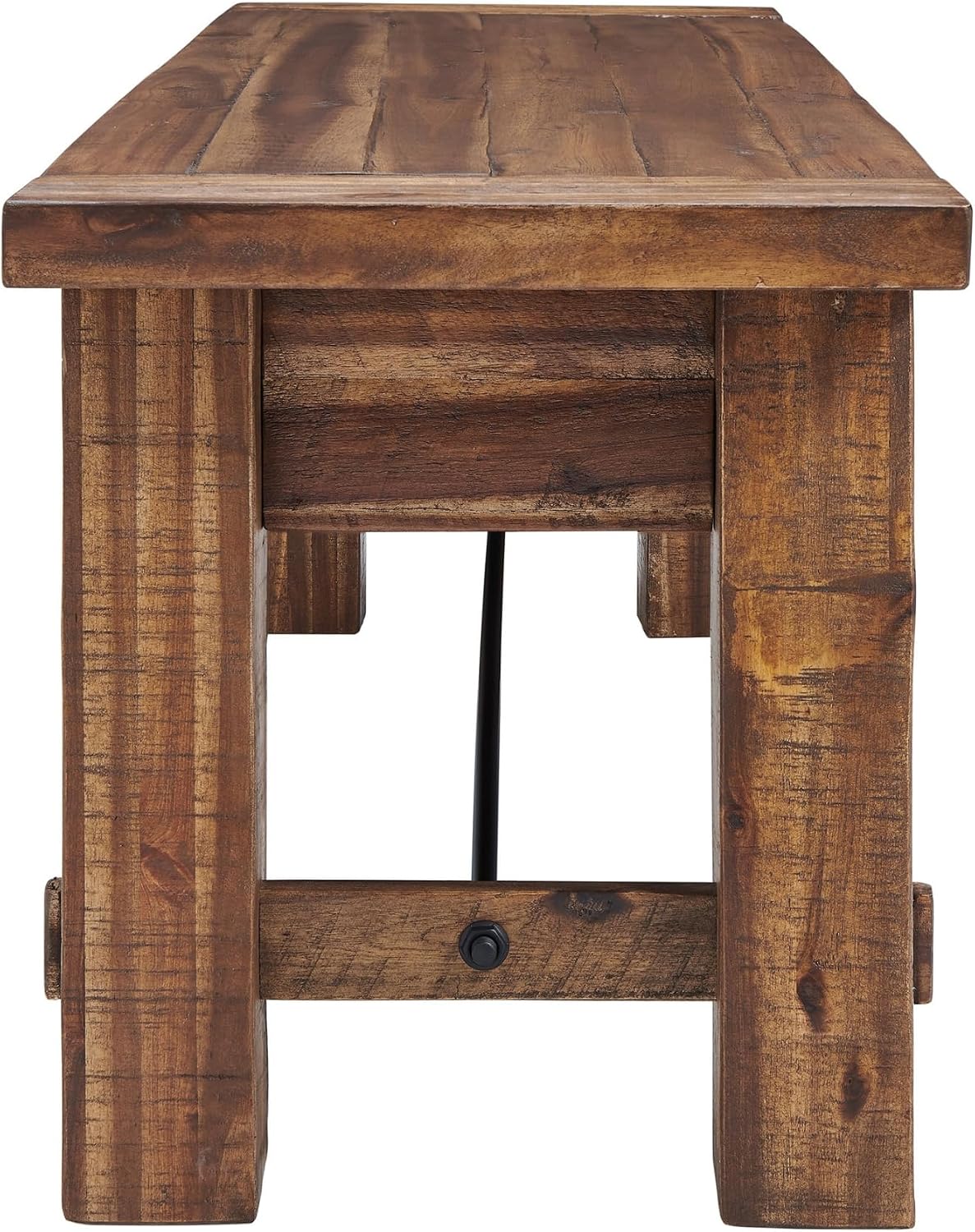 Alaterre Furniture Durango 60 Inch Solid Wood Entryway Organizer - Modern Farmhouse Bench with Metal Accent Bar for Entryway, Dining Room, Kitchen, or Bedroom (Natural)