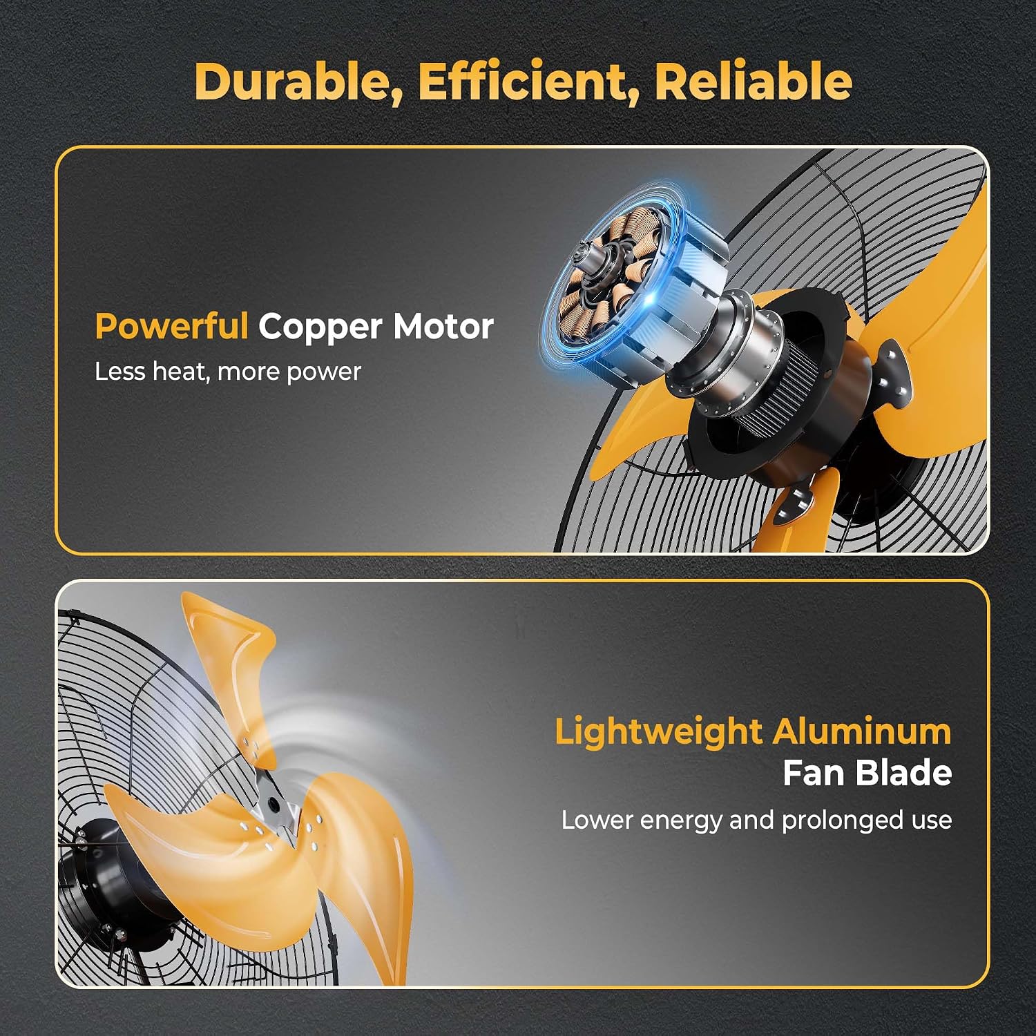 CAMMOO 18 Inch Wall Mount Fan with 600D Oxford Cover, IP44 Wall Fan | Extended 6.6 ft Power Cord, 360 Degree Tilt, 3-Speed Outdoor Fans for Patios, Greenhouse, Garage, Workshop Or Covered Outdoor