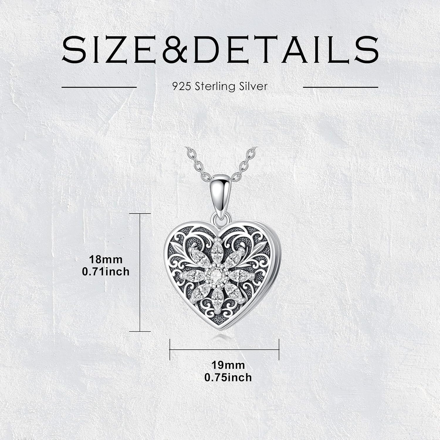 925 Sterling Silver Heart Locket Necklace for Women That Hold Pictures Ladies Jewelry Gifts