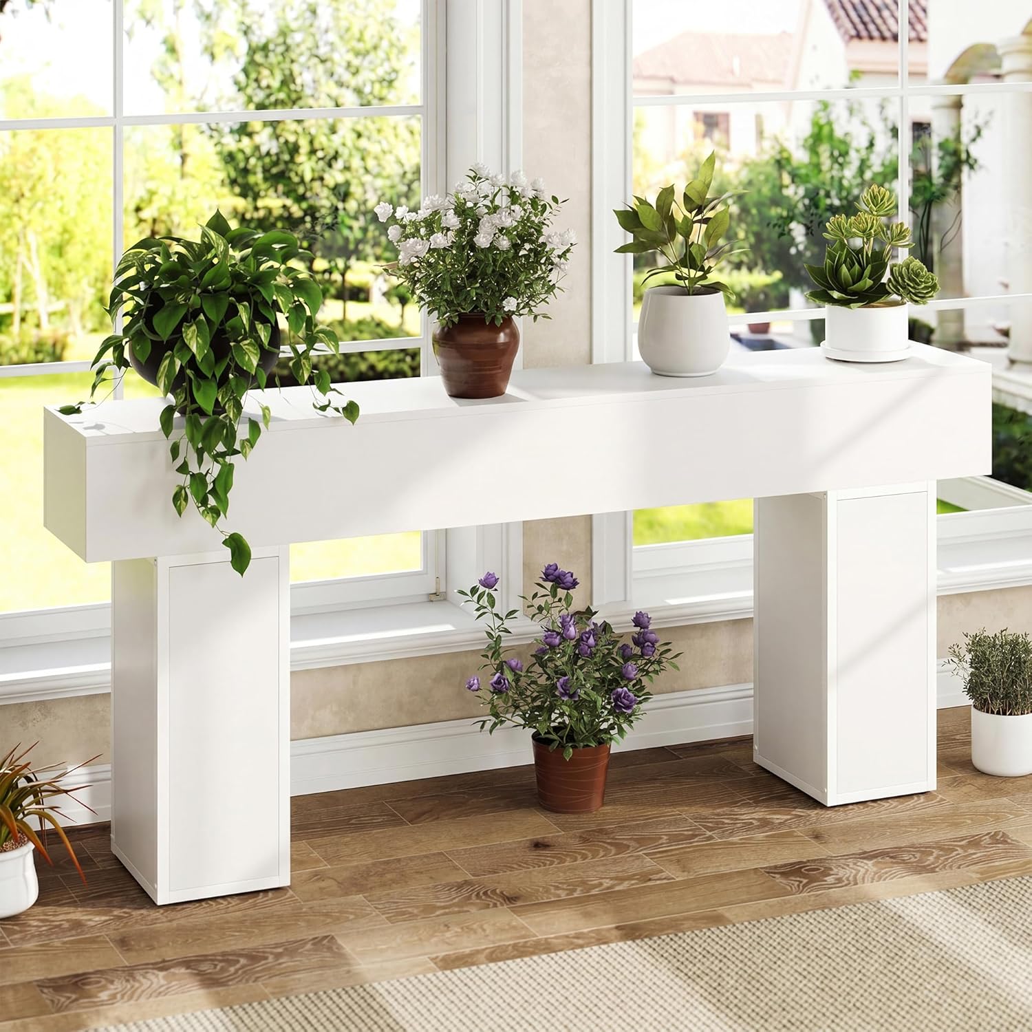 knoworld 70.9-Inch Long Console Table, Wooden Sofa Table Behind Couch Tables, Farmhouse Entryway Table Accent Table for Entrance, Hallway, Living Room, Foyer, White