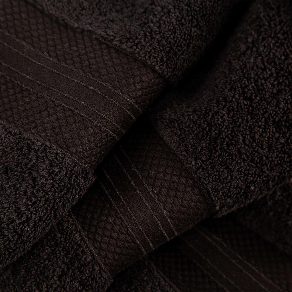 Superior Turkish Cotton 12-Piece Towel Set, 3 Bath, 3 Hand, 6 Face Towels/Washcloth for Home, Guest, Master Bathroom Essentials, Hotel, Resort, Spa, Shower, Adult, Kids, Plush, Soft, Black