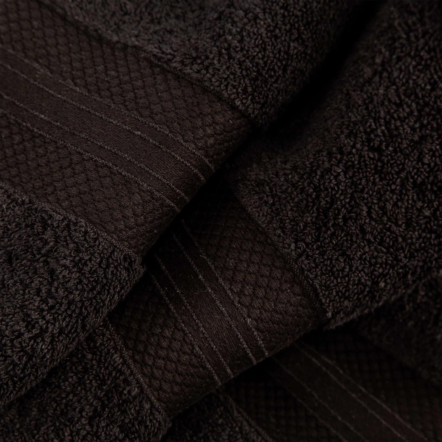 Superior Turkish Cotton 12-Piece Towel Set, 3 Bath, 3 Hand, 6 Face Towels/Washcloth for Home, Guest, Master Bathroom Essentials, Hotel, Resort, Spa, Shower, Adult, Kids, Plush, Soft, Black