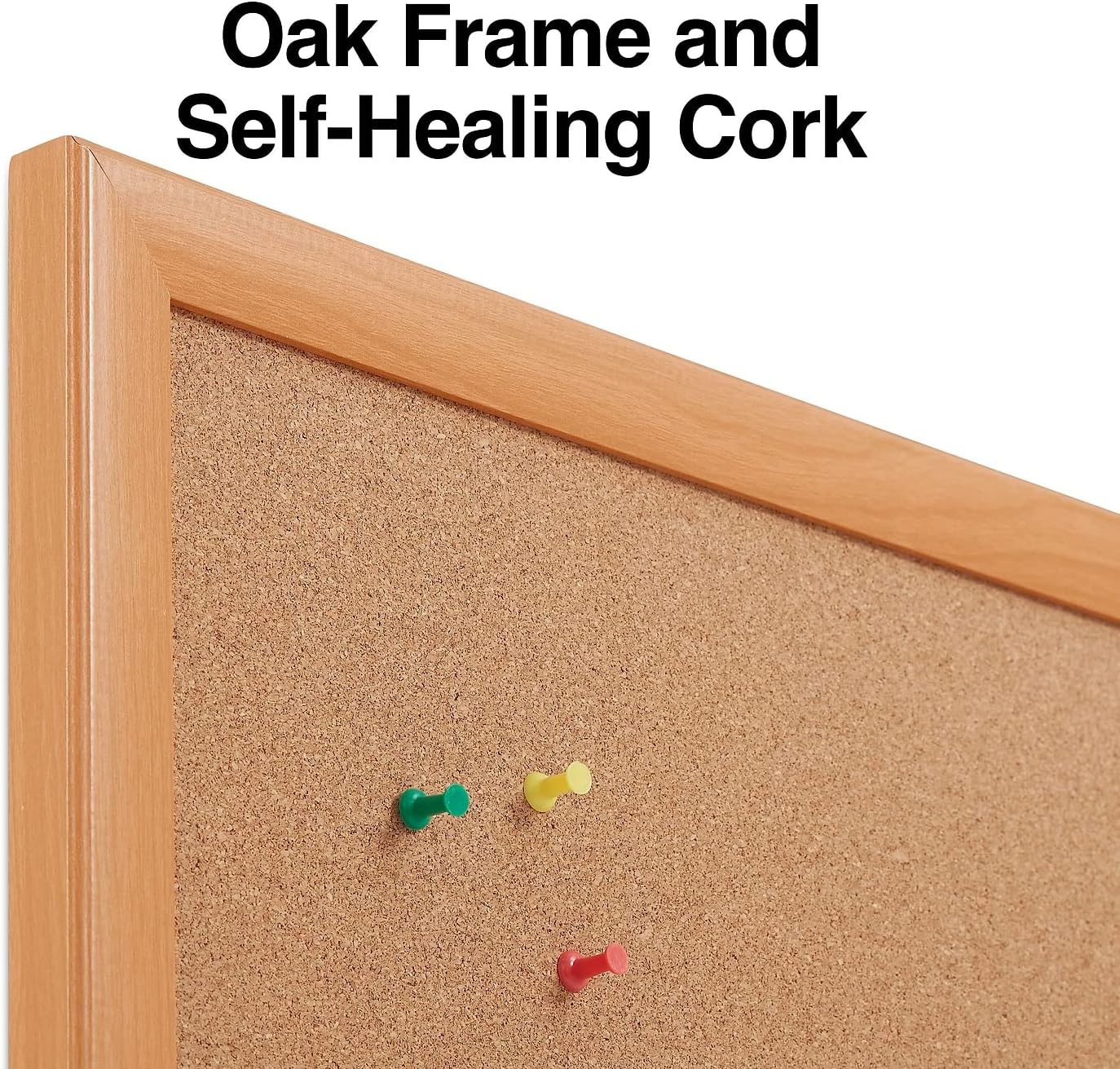 Staples Cork Bulletin Board, Oak Frame, 6'W x 4'H