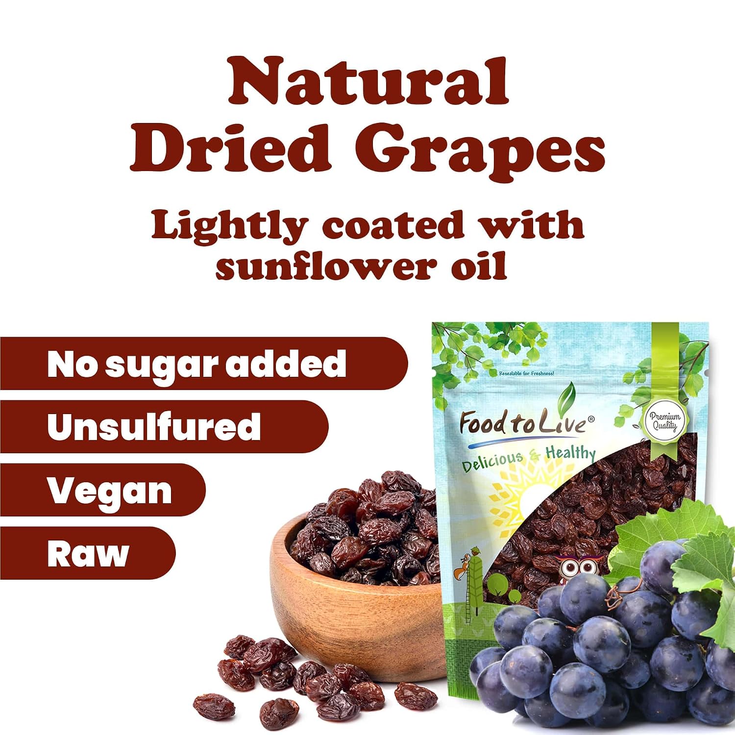 Food to Live Sultana Raisins, 16 Pounds – Natural Dried Grapes for Baking, Snacking, and Trail Mixes.Vegan, Bulk. No Sugar Added, Unsulfured, Lightly Coated with Sunflower Oil. Perfect Pantry Staple