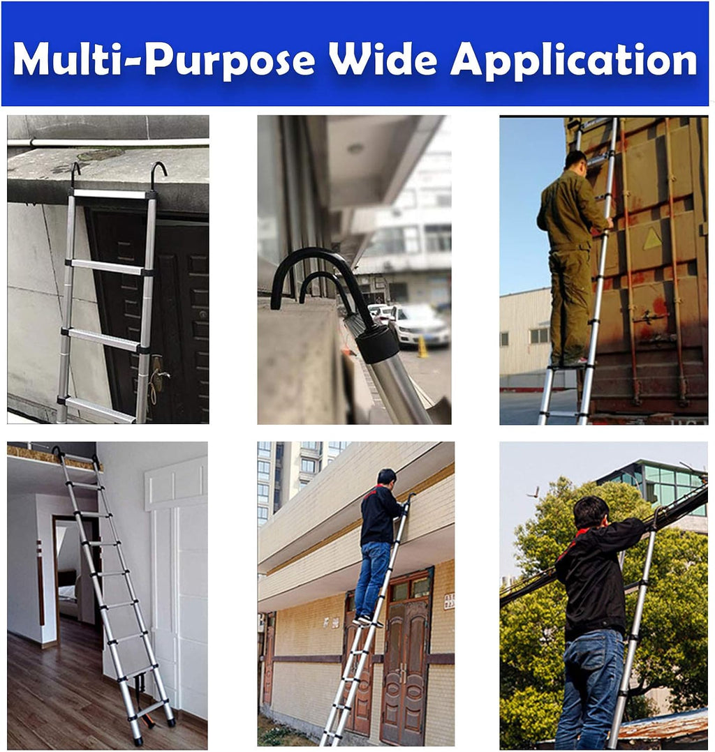 Telescoping Ladder Aluminum 20.3FT 6.2m Extension Ladder with Detachable Hooks, EN131 Standard 330lbs Load Capacity, Adjustable Height Portable Home Step Ladder Weights 36lbs