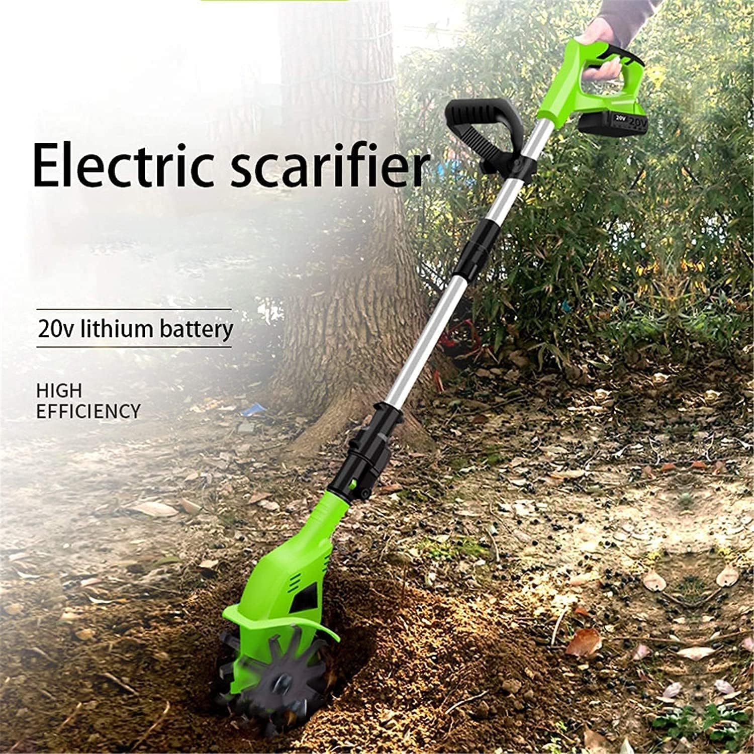 LXXW Electric Tiller Cordless Rotavator, 20V Lightweight Handheld Garden Tiller Rotavator with 4000Mah Rechargeable Battery and Charger Electric Cultivator