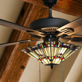 RIVER OF GOODS 52 Inch Craftsman LED Ceiling Fan with Lights - Tiffany-Style Stained Glass Ceiling Light Fixture - Elegant Chandelier Fans with Lights and Remote