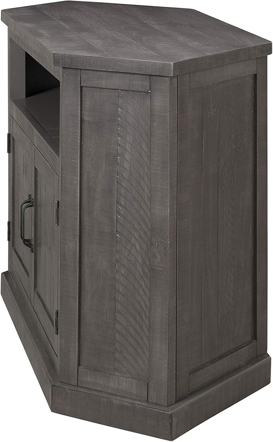 Martin Svensson Home Corner TV Stand - Grey Entertainment Center - Farmhouse Style - with Two Spacious Cabinets and Bottom Shelf for Storage