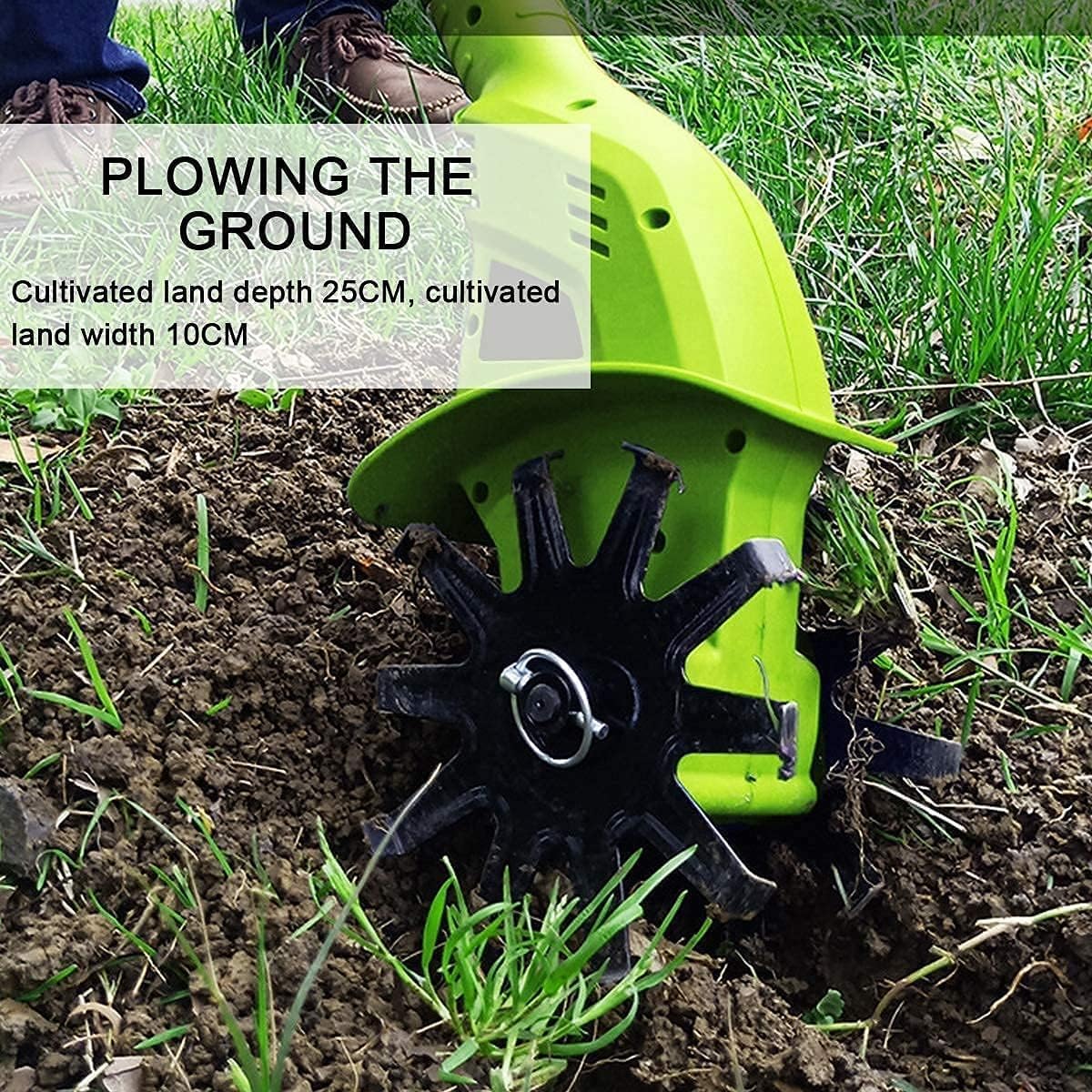 LXXW Electric Tiller Electric Garden Rotavator, Garden Tiller 20V Cordless, Power Weeder/Cultivator,Working Depth 25cm Electric Cultivator