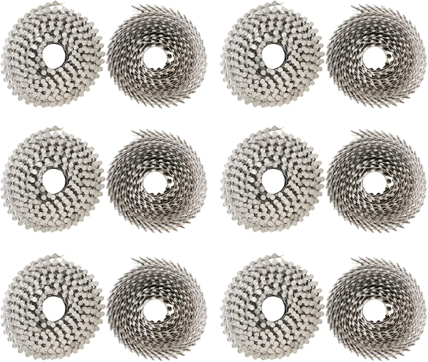 3600 Count Stainless Coil Siding Nails 15 Degree Coils 2-1/2 Inch, 0.09 Inch Ring Shank, Small Cap Coil Nail