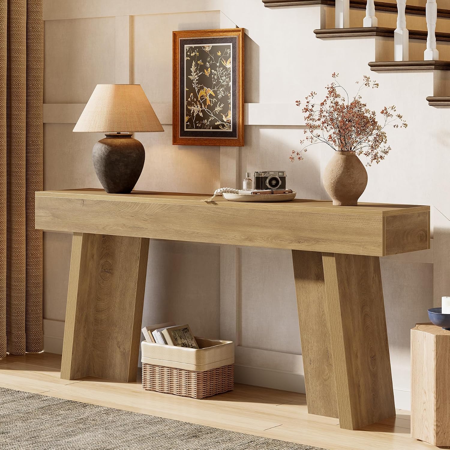 Tribesigns 70.9-Inch Long Console Table, Farmhouse Entryway Table Behind The Couch for Living Room, Hallway, Entrance, Foyer (Natural)