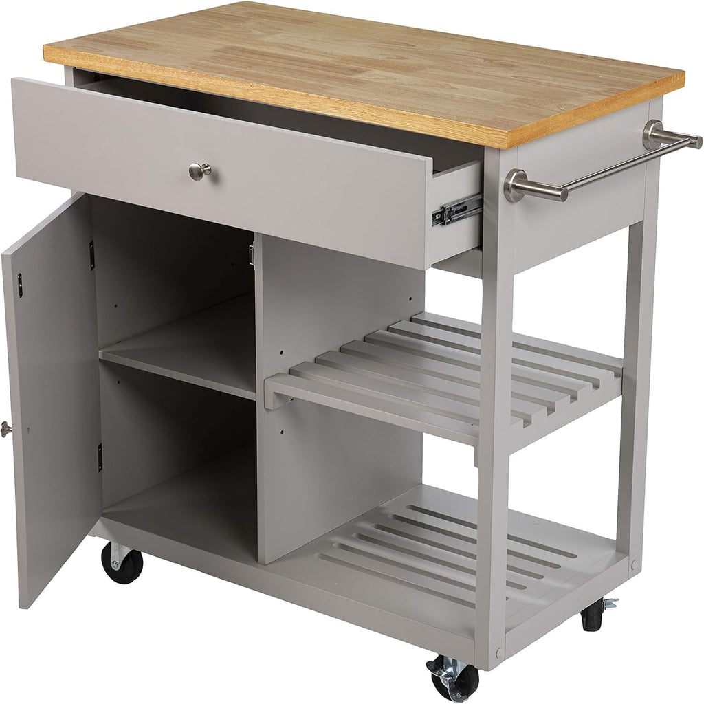 SEI Furniture - Rolling Kitchen Island with Storage - Transitional Design, Green Finish - Ideal for Kitchen, Dining Room (KA1125734)