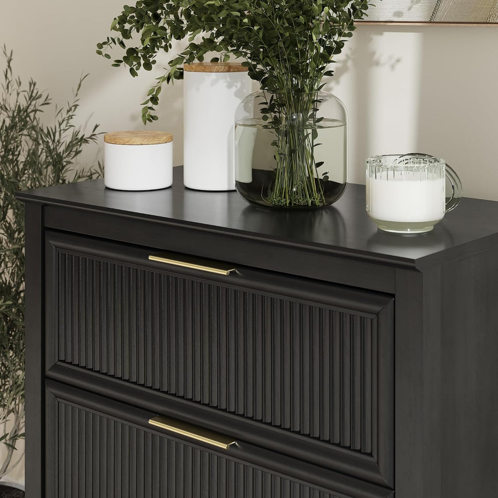 Bush Home 3 Drawer Dresser - Set of 2, Bedroom Furniture and Storage, Camille Collection, Onyx Birch
