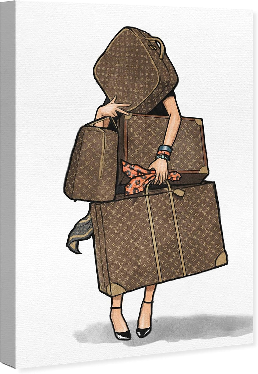 The Oliver Gal Artist Co. Fashion and Glam Wall Art Canvas Prints, Bags-Orange' Travel Essentials Home Décor, 30 in x 45 in, Brown, White