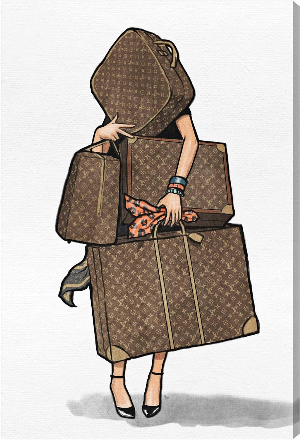 The Oliver Gal Artist Co. Fashion and Glam Wall Art Canvas Prints, Bags-Orange' Travel Essentials Home Décor, 36 in x 54 in, Brown, White