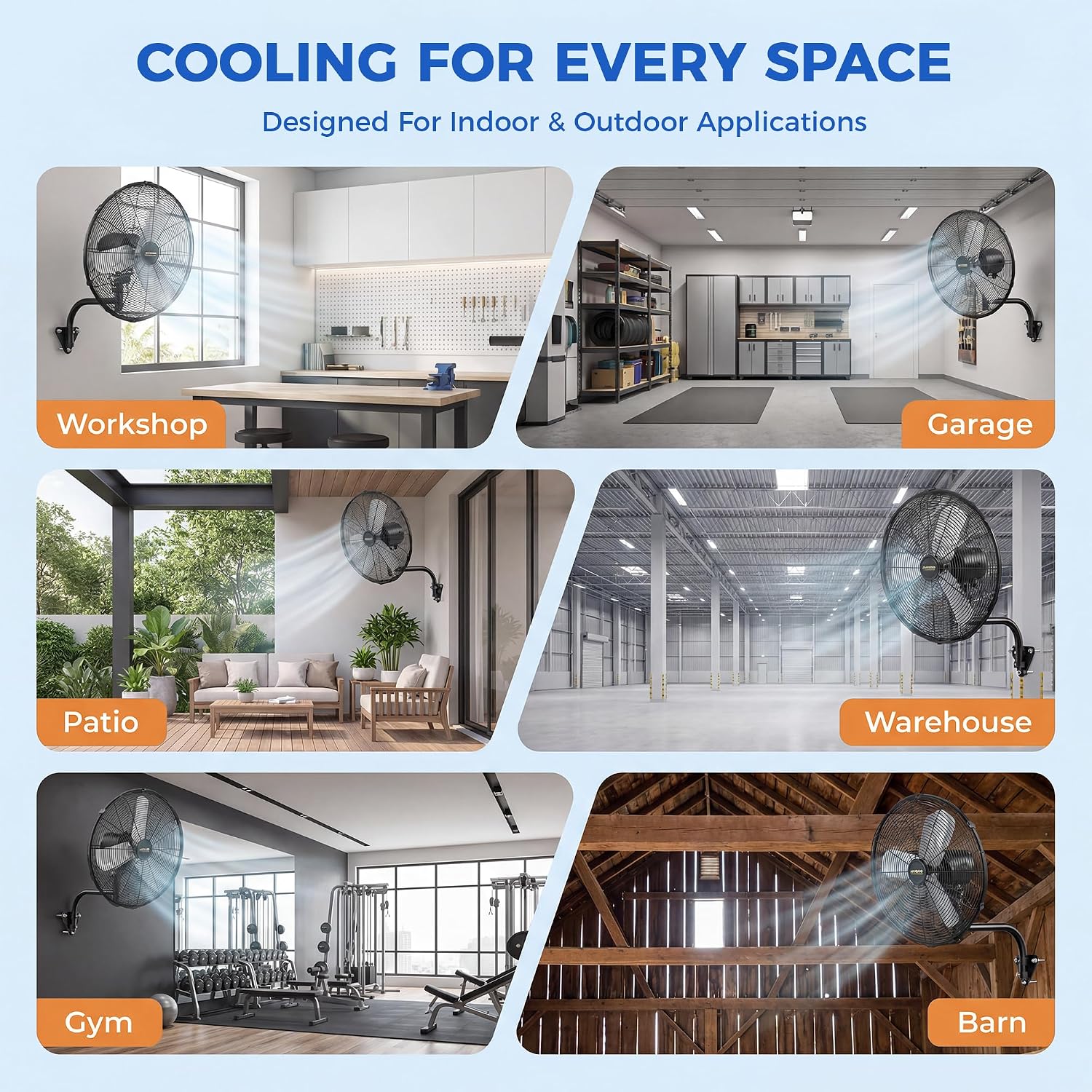 20'' Remote Control Outdoor Wall Mount Fan, 4 Speed Oscillating Wall Fan with All Sealed Brushless DC Motor, Heavy Duty Industrial Fans, Waterproof Fans for House, Garage, Warehouse, Factory