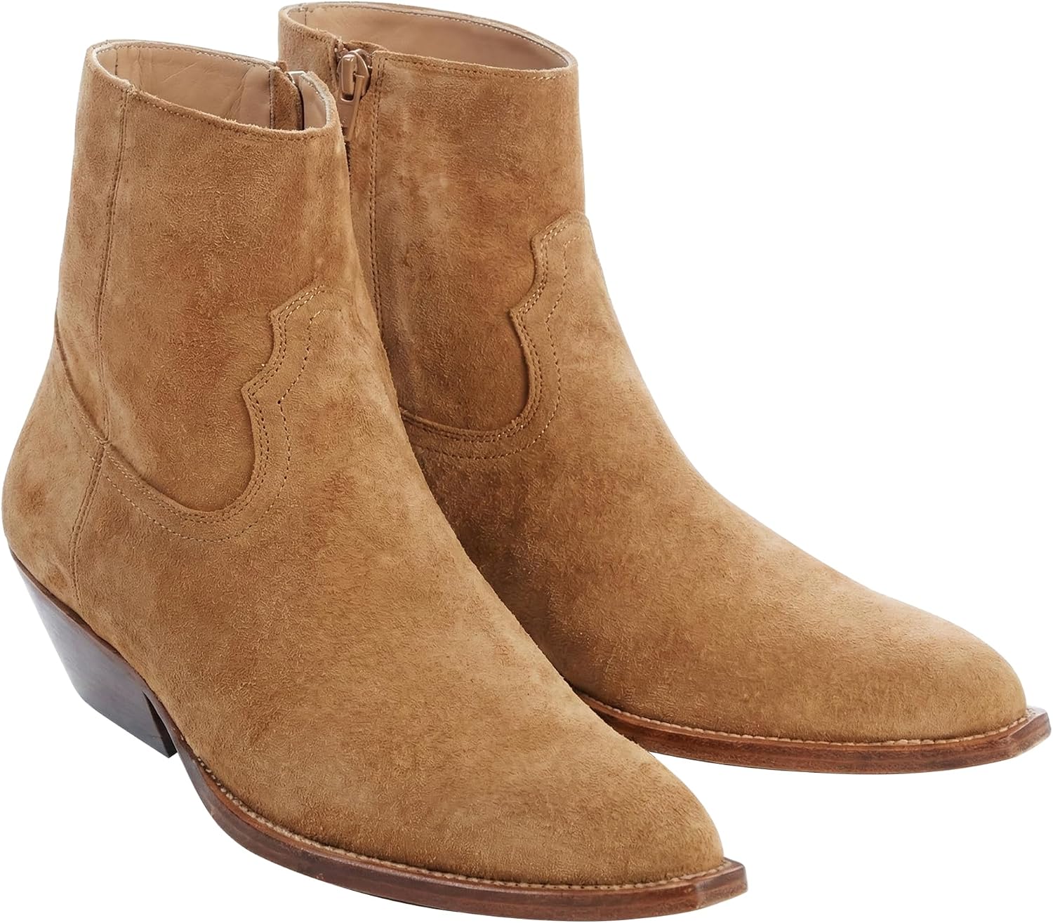 Santimon Men's Top-Grain Leather Western Ankle Chelsea Boots – Suede & Leather Dress Boots with Low Cuban Heel & Side Zip for Casual, Party, Rodeo,Disco & Everyday Wear
