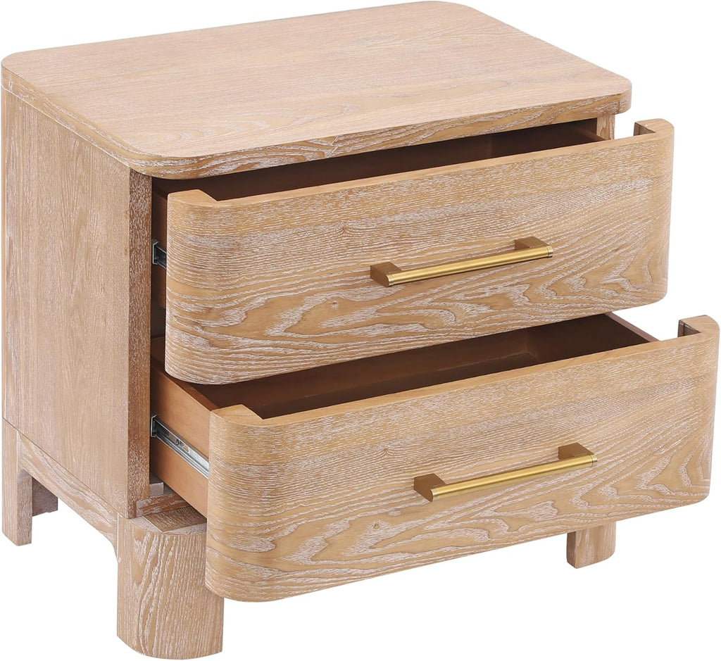 Christopher Knight Home Egbert Modern Nightstand with Drawers, Wooden Small Night Stand with Rounded Corners Design, Bedside Table/End Table for Bedroom, Multipurpose Storage Cabinet, Natural