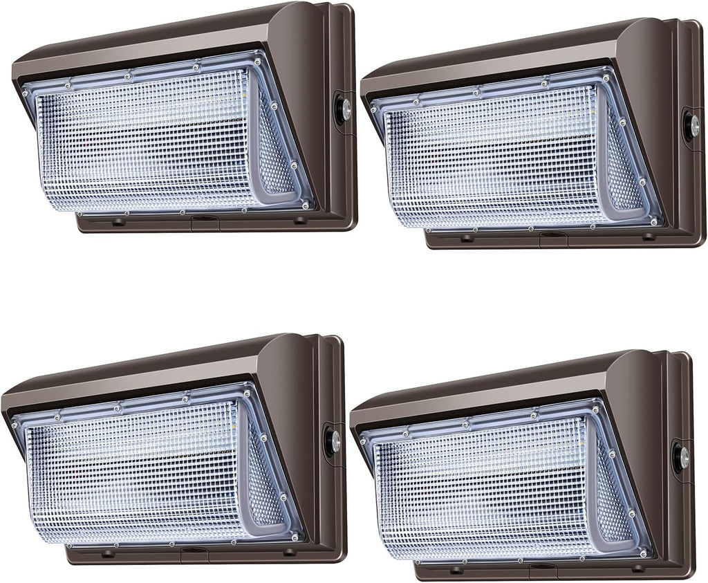 ledmo 120W LED Wall Pack Light 4 Pack Dusk to Dawn with Photocell Outdoor Commercial Industrial Lights 840W HPS HID Equivalent 5000K Security Flood Lighting for Buildings,Warehouse, Parking,Yard
