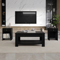 HOME DESIGN Magnolia 3 Piece Coffee Table Set, Lift-Top Coffee Table with Hidden Storage and 2 End Tables, Living Room Wood Furniture, Black