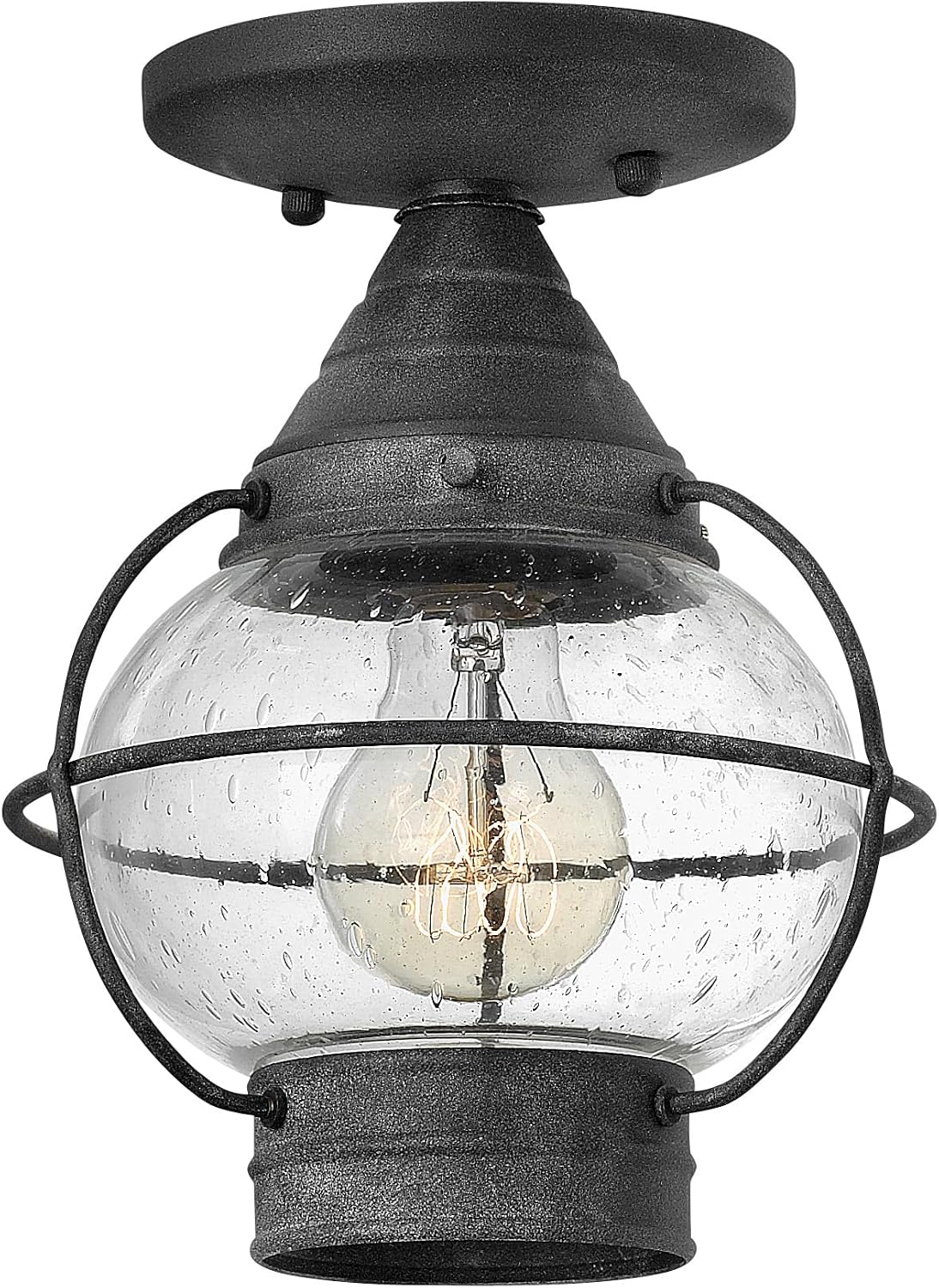 Hinkley Cape Cod 2203DZ Extra Small Outdoor Convertible Light Fixture, Flush Mount or Pendant, Even or Sloped Ceilings, Aged Zinc