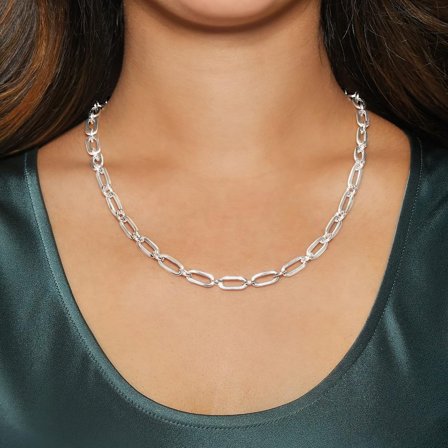 Ross-Simons Italian Sterling Silver Paper Clip Link Toggle Necklace