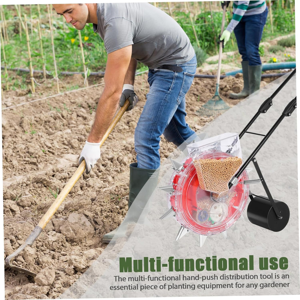 Totority Multi-Functional Hand-Push Planter Precision Roller for Sowing and Fertilizing Efficient Gardening Tool Compartment for Easy Monitoring and Reduced Strain