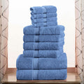 SUPERIOR Egyptian Cotton Ultra Plush & Absorbent, 10 Piece Set, Denim Blue | Quick Dry, Soft Luxury Towel Set, Bath Essentials, Guest Bath, Spa, 2 Bath, 4 Hand, 4 Face Towels, Madeline Towels