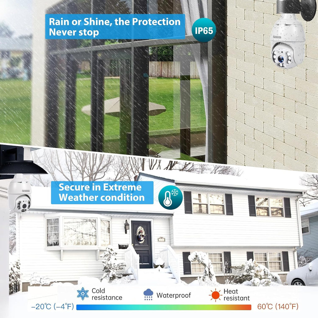 EVERSECU 4K 8MP UHD Screw-in 4 Inch PTZ Security Camera, Outdoor Waterproof, Wireless 2.4G&5Ghz WiFi, ONVlF&RTSP Stream, 360° View, Auto Tracking, 2 Way Audio, Motion Detection, Remote View(4pack)