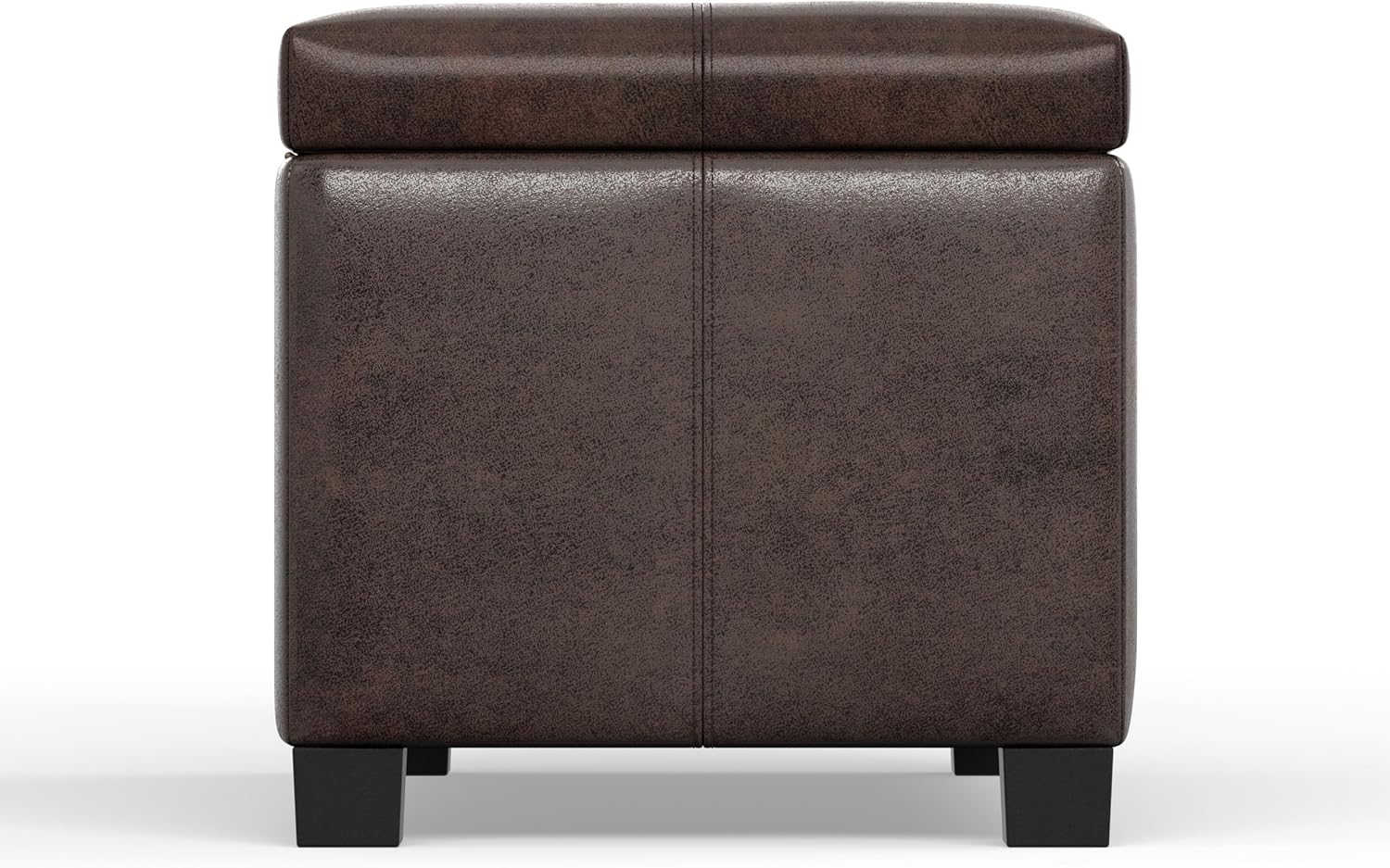 SIMPLIHOME Dover Storage Ottoman Bench - 36 inch Wide Upholstered Vegan Leather Rectangular Lift-Top Ottoman in Distressed Brown, Contemporary Bench for Living Room with Safety Hinges