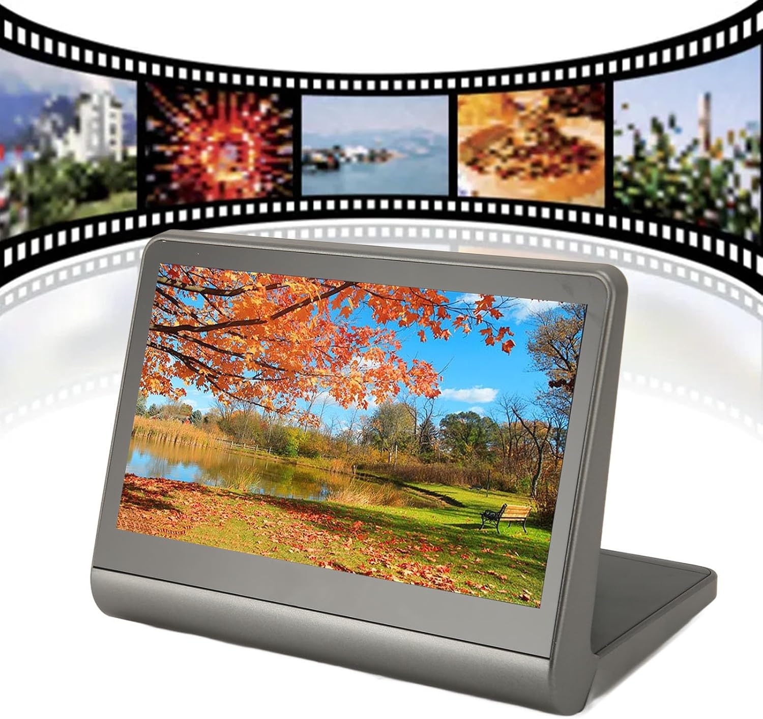 Mini Digital Film Slide Scanner, Converts 135/126/110 Super 8 Film Slides into 48MP Digital Photos, 7in 16GB Film Negative Scanner with USB C, Mini (US Plug)