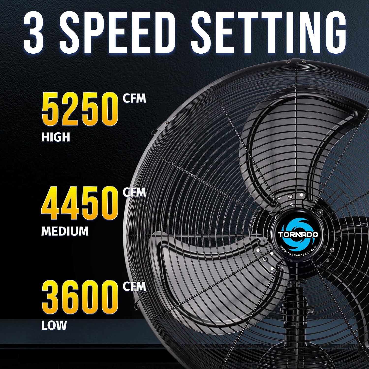 Tornado 20 Inch Pro Series Outdoor Wall Mount Fan, High Velocity, Waterproof, Oscillating, 3-Speed, 5250 CFM, UL Listed – For Industrial, Commercial, and Residential Use