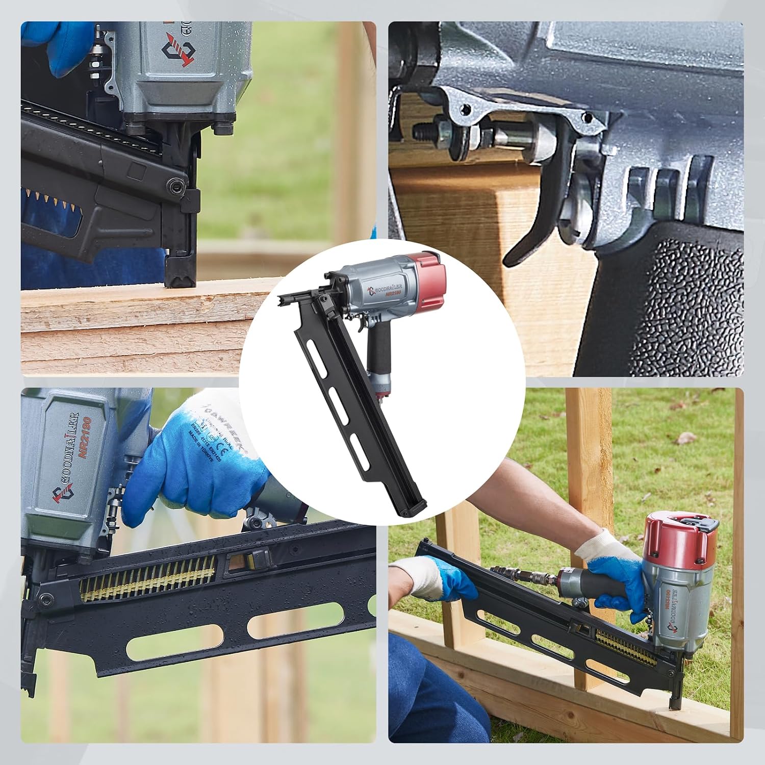NR2190 21 Degree Plastic Strip Framing Nailer Nail Gun Aluminum Magazine The Same Function As NR83A2 Can Use 2'-3-1/2' Length Nails