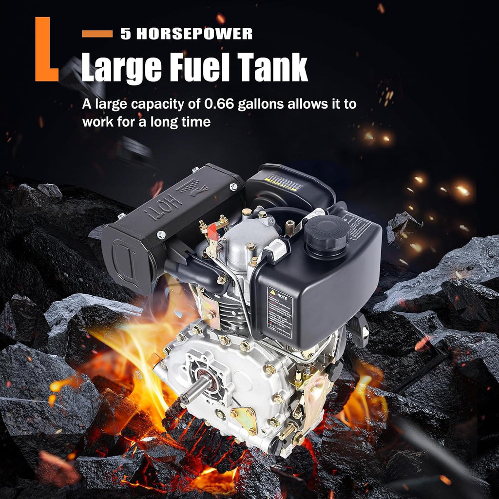 4 Stroke Diesel Engine 247CC 5HP Diesel Motor 3.6KW Single Cylinder Vertical Engine Diesel Engine Motor with Air Cooled System & Hand Start Mode for Water Pumps, Micro Tillers | US Stock