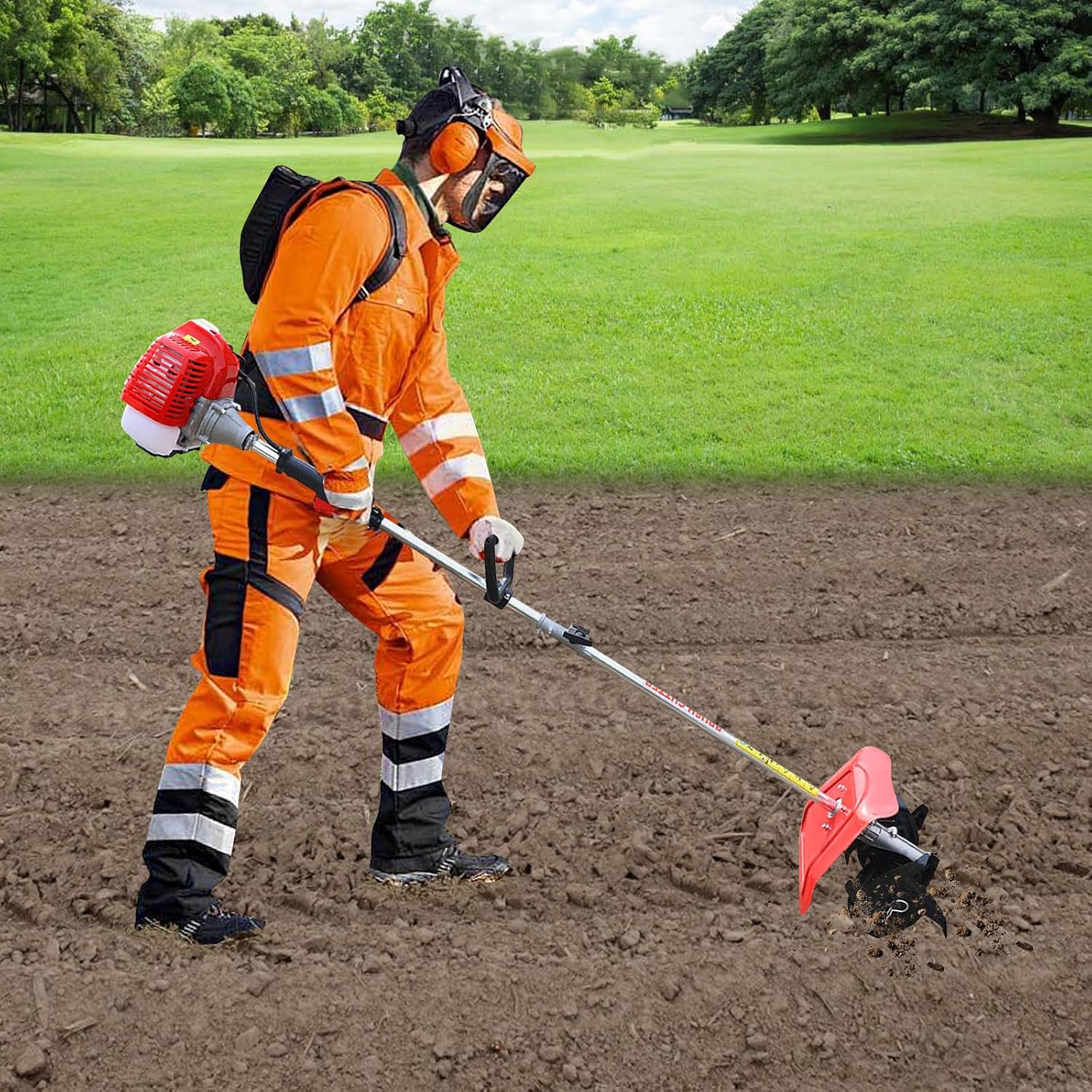 Cordless Mini Tiller Cultivator, Garden Tiller Gas Powered Garden Rotary Cultivator Rototiller Garden Tool with Long Handle for Garden & Lawn, Digging, Weed Removal & Soil Cultivation.